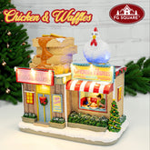 Chicken and Waffles Restaurant Animated Christmas Village Decoration